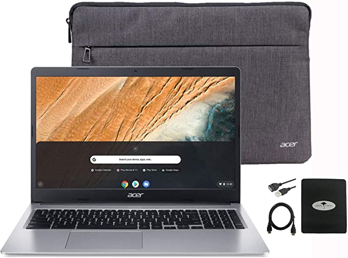 Acer Chromebook 15.6" Thin Light Laptop for Business and Student, Intel Celeron N4000(up to 2.60 GHz), 4GB RAM, 32GB eMMC, Protective Sleeve, Webcam,USB-C, Bluetooth, Chrome OS w/GM Accessories