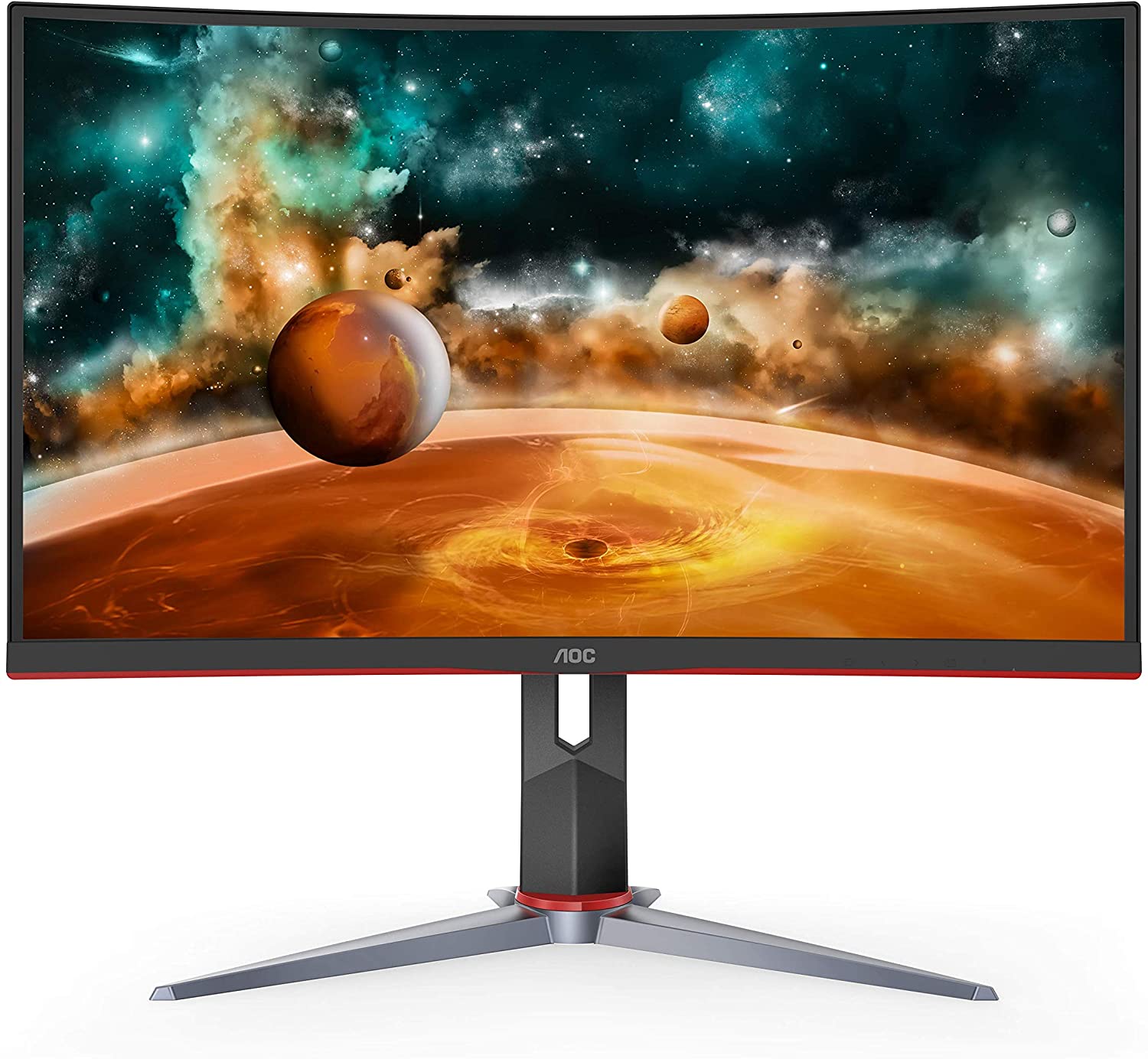 AOC CQ27G2 27" Super Curved Frameless Gaming Monitor QHD 2K, 1500R Curved VA, 1ms, 144Hz, FreeSync, Height adjustable, 3-Year Zero Dead Pixel Guarantee