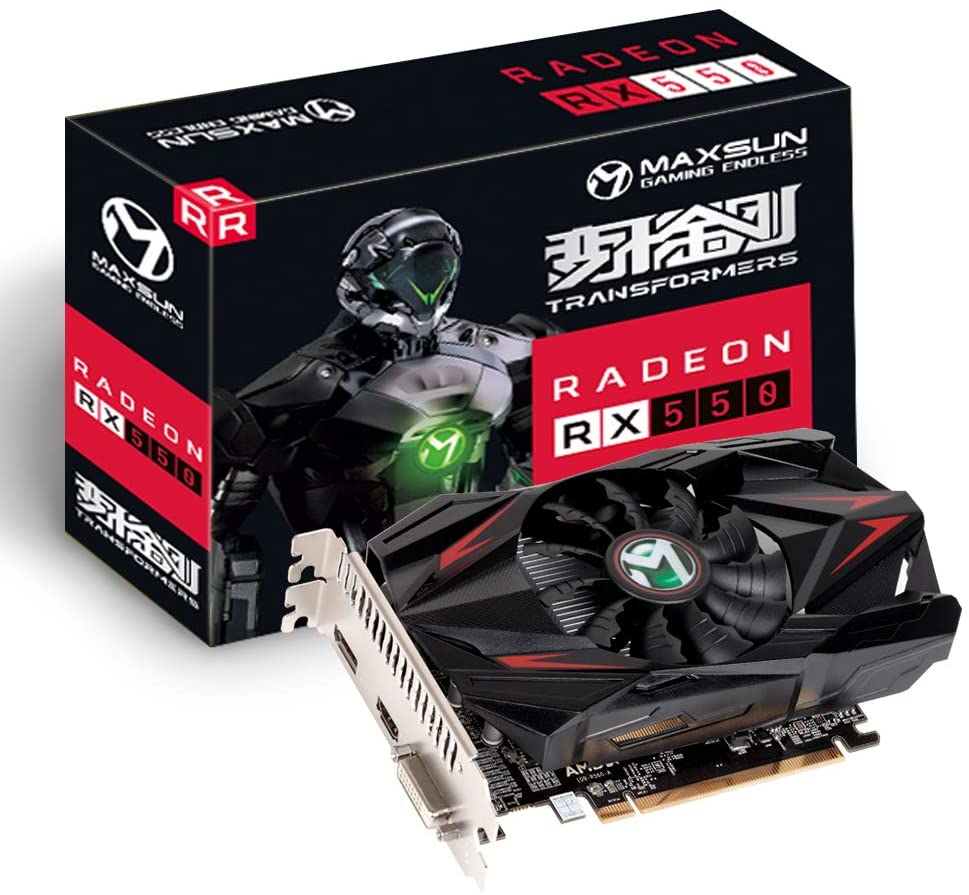 MAXSUN AMD Radeon RX 550 4GB GDDR5 ITX Computer PC Gaming Video Graphics Card GPU 128-Bit DirectX 12 PCI Express 3.0 DVI-D Dual Link, HDMI, DisplayPort